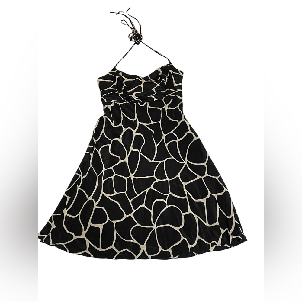 Ann‎ Taylor Black White Silk Halter Dress Size 4